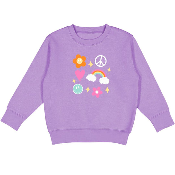Happy Doodle Sweatshirt - Lavender