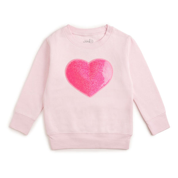 Heart Sequin Patch Sweatshirt - Ballet