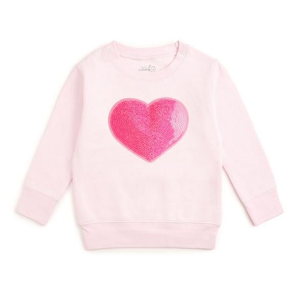 Heart Sequin Patch Sweatshirt - Ballet
