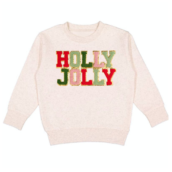 Holly Jolly Patch Christmas Sweatshirt - Natural