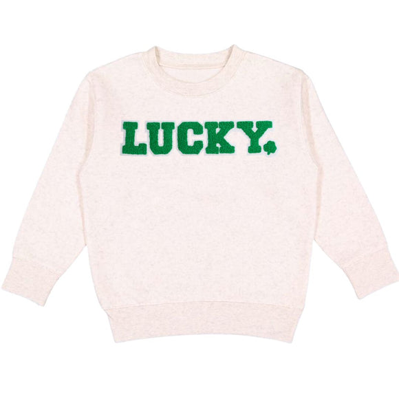 Lucky Varsity Patch St. Patrick's Day Sweatshirt - Natural