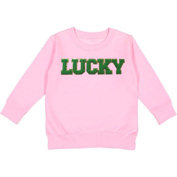 Lucky Green And Gold Patch St. Patrick's Day Sweatshirt - Pink