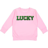 Lucky Green And Gold Patch St. Patrick's Day Sweatshirt - Pink