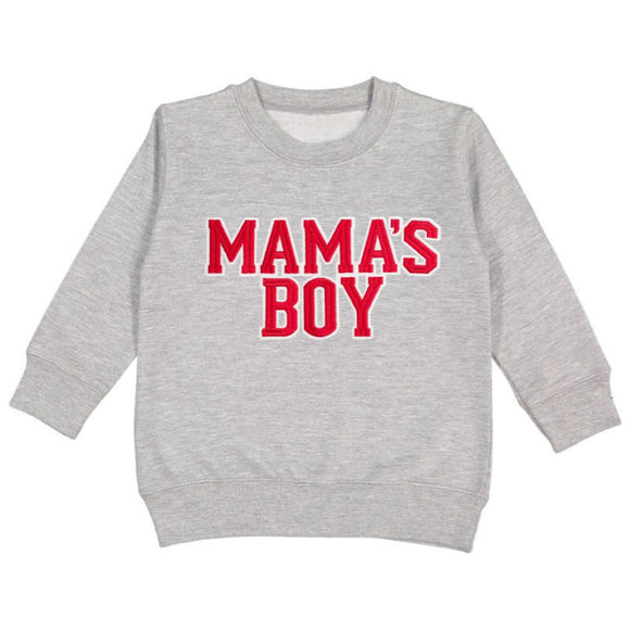 Mama's Boy Varsity Patch Valentine's Day Sweatshirt - Gray