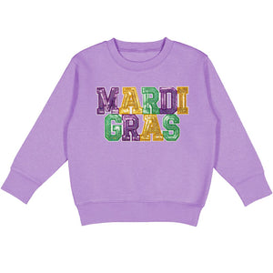 Mardi Gras Patch Sweatshirt - Lavender