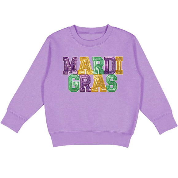 Mardi Gras Patch Sweatshirt - Lavender