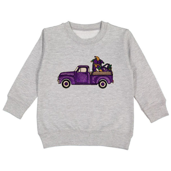 Mardi Gras Truck Patch Sweatshirt - Gray