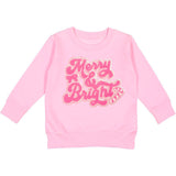 Merry and Bright Patch Christmas Sweatshirt - Pink