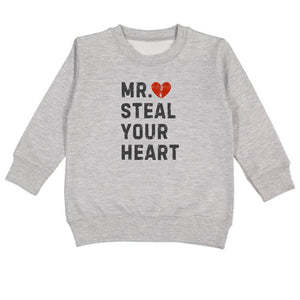 Mr. Steal Your Heart Valentine's Day Sweatshirt - Gray