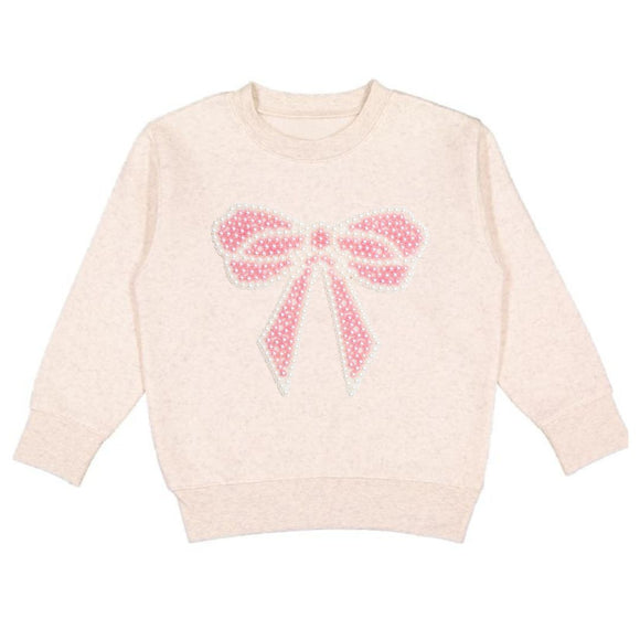 Pearl Bow Patch Sweatshirt - Natural