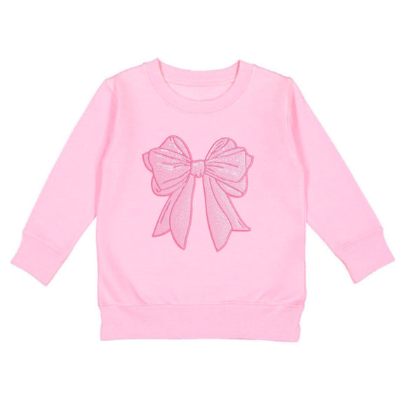 Pink Bow Sequin Patch Sweatshirt - Pink