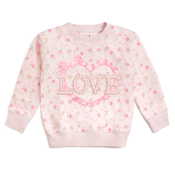 Pink Rose Love Patch Sweatshirt - Pink