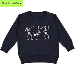 Silly Skelly Glow In The Dark Halloween Sweatshirt - Black