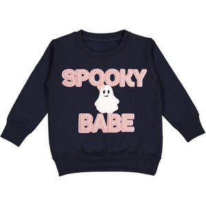 Spooky Babe Patch Halloween Sweatshirt - Black