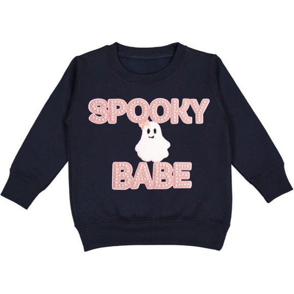 Spooky Babe Patch Halloween Sweatshirt - Black
