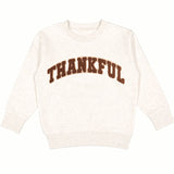 Thankful Patch Varsity Thanksgiving Sweatshirt - Natural
