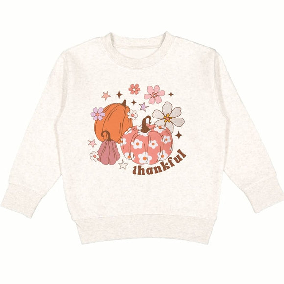 Thankful Pumpkin Daisy Thanksgiving Sweatshirt - Natural