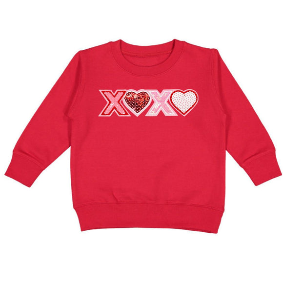 XOXO Sequin Patch Valentine's Day Sweatshirt - Red