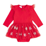Peppermint Swirl Christmas Long Sleeve Tutu Bodysuit
