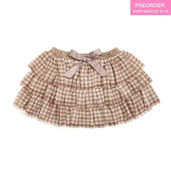 Gingham Printed Tulle Tiered Tutu