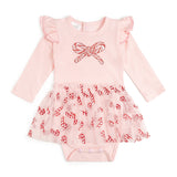 Candy Cane Confetti Christmas Long Sleeve Tutu Bodysuit