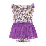 Mardi Gras Short Sleeve Tutu Bodysuit