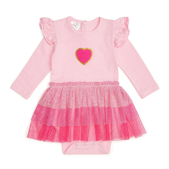 Pink Petal Long Sleeve Tutu Bodysuit