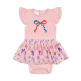 Red, White, & Cute Short Sleeve Tutu Bodysuit