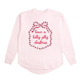 Holly Jolly Christmas Sequin Bow Patch Women's Sweatshirt