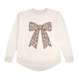 Mocha Floral Bow Patch Women's Sweatshirt