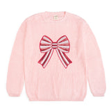 Candy Cane Sequin Bow Patch Christmas Women's Sweater