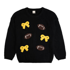 Hawkeyes Football Bow Patch Knit Women's Sweater