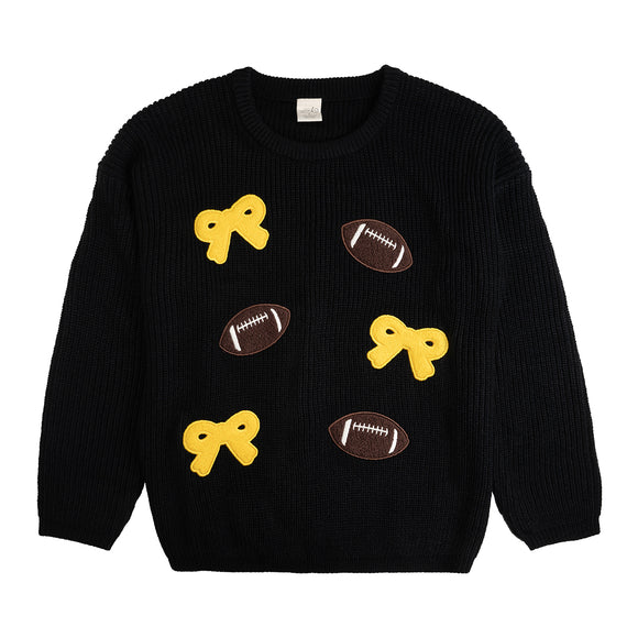 Hawkeyes Football Bow Patch Knit Women's Sweater