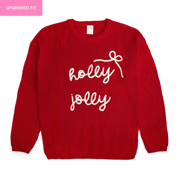 Holly Jolly Bow Christmas Knit Women's Sweater