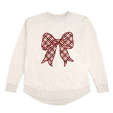 Christmas Plaid Bow Patch Women's Sweatshirt