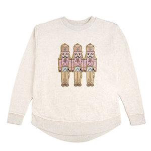 Pastel Nutcracker Patch Christmas Women's Sweatshirt - Natural