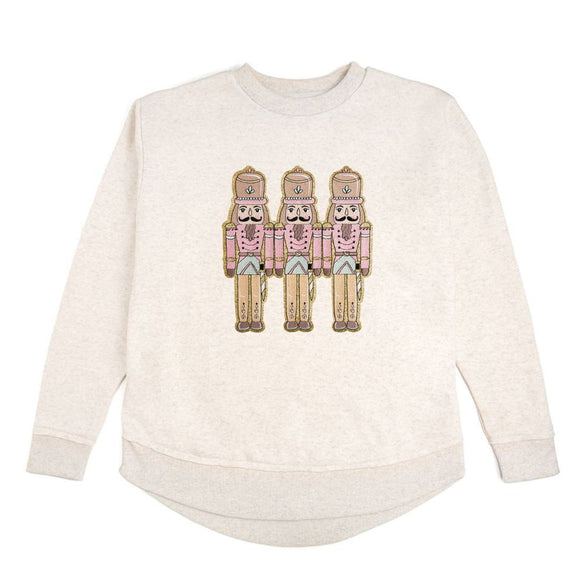 Pastel Nutcracker Patch Christmas Women's Sweatshirt - Natural