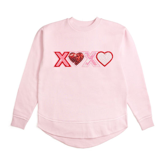 XOXO Sequin Patch Valentine's Day Women's Sweatshirt - Ballet