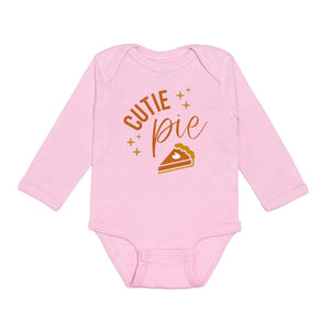 Cutie Pie Thanksgiving Long Sleeve Bodysuit - Pink