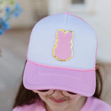 Girl Bunny Patch Easter Trucker Hat - Pink/White