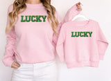 Lucky Green And Gold Patch St. Patrick's Day Adult Sweatshirt - Pink