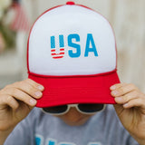 USA Flag Trucker Hat - Red/White
