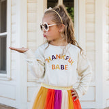 Thankful Babe Multi Thanksgiving Sweatshirt - Natural