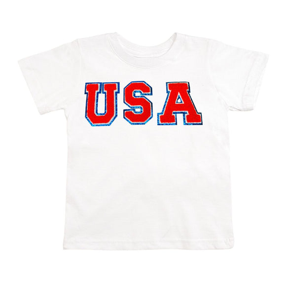 USA Red Patch Short Sleeve T-Shirt - White